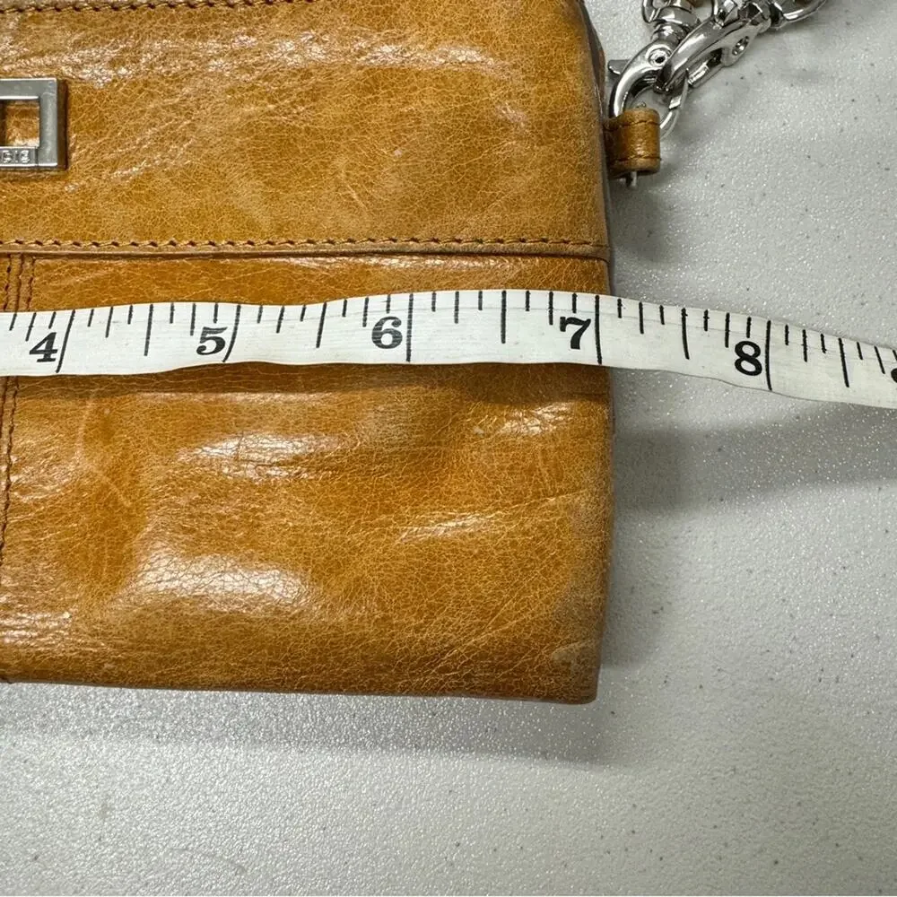 Lodis Tan Leather Crossbody Mini Handbag Purse Bag Womens Magnetic Closure